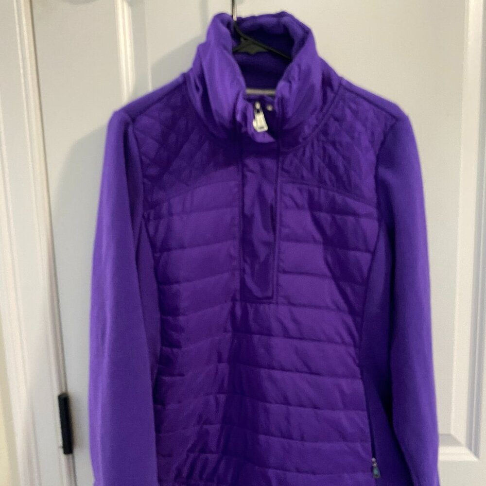 Lauren Ralph Lauren Active Purple Contrast Puffer Quilt Fleece Pullover Fall
